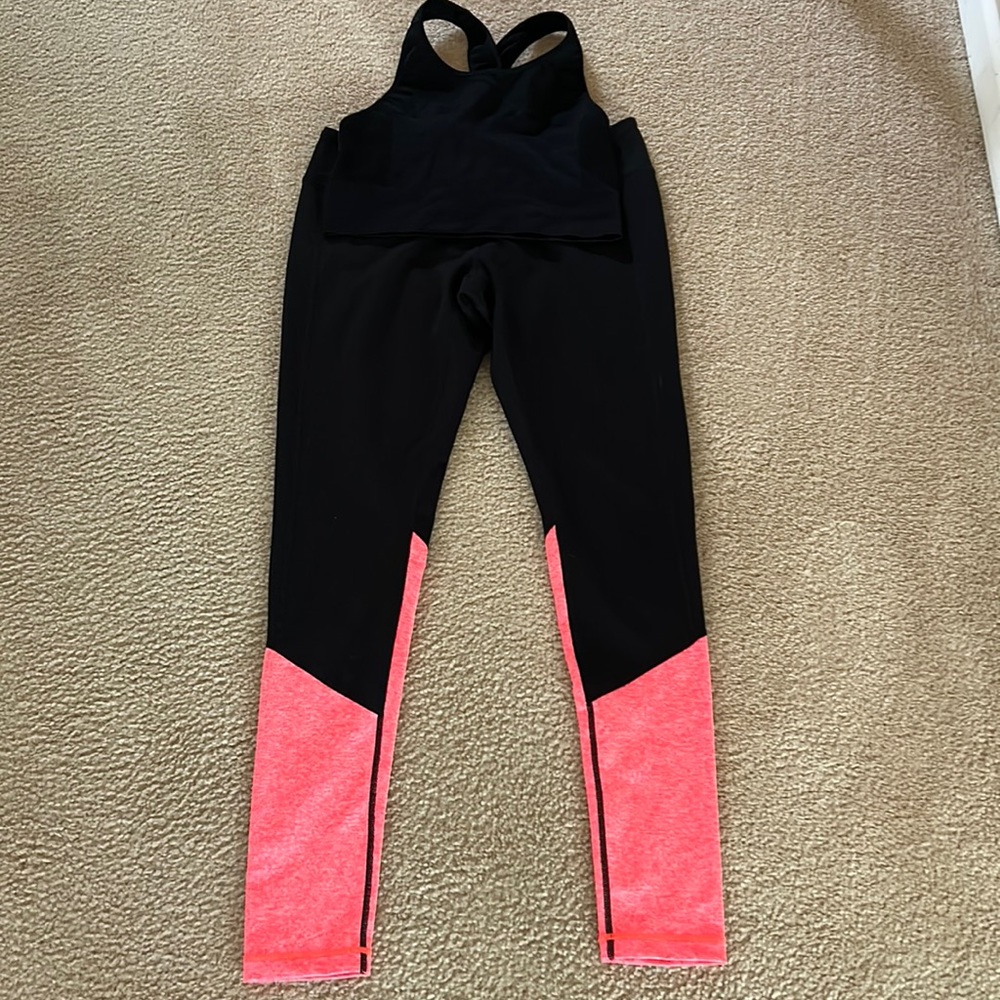 Zella Live-In High Waist Black/Orange Leggings And Sports